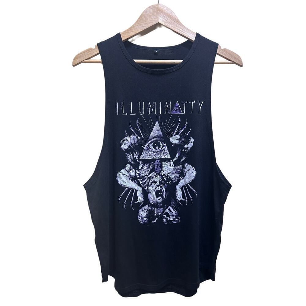 Illuminatty Black Purple Tank Top M Casual Streetwear Unisex Athletic Pullover